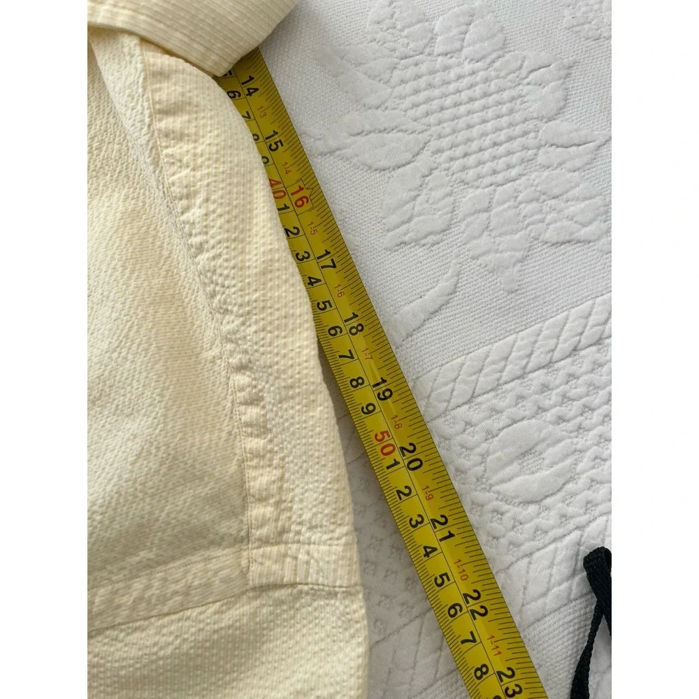 Vintage Ralph Lauren Blake Seersucker Shirt Mens L Yellow Short Sleeve Blue Pony